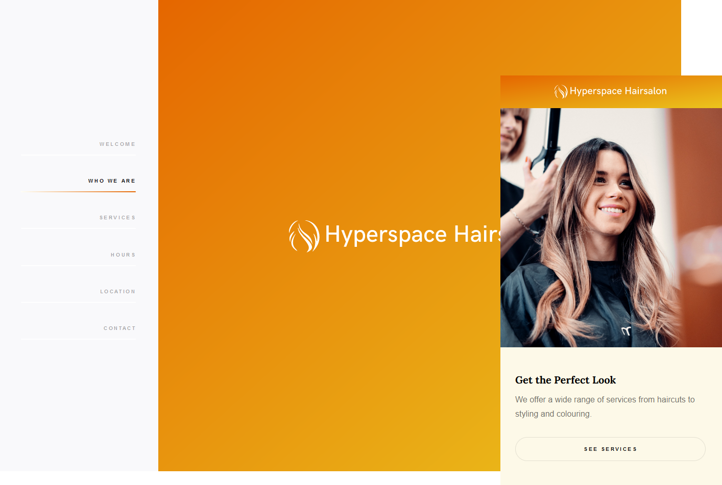 Screenshots of Hyperspace Hairsalon website