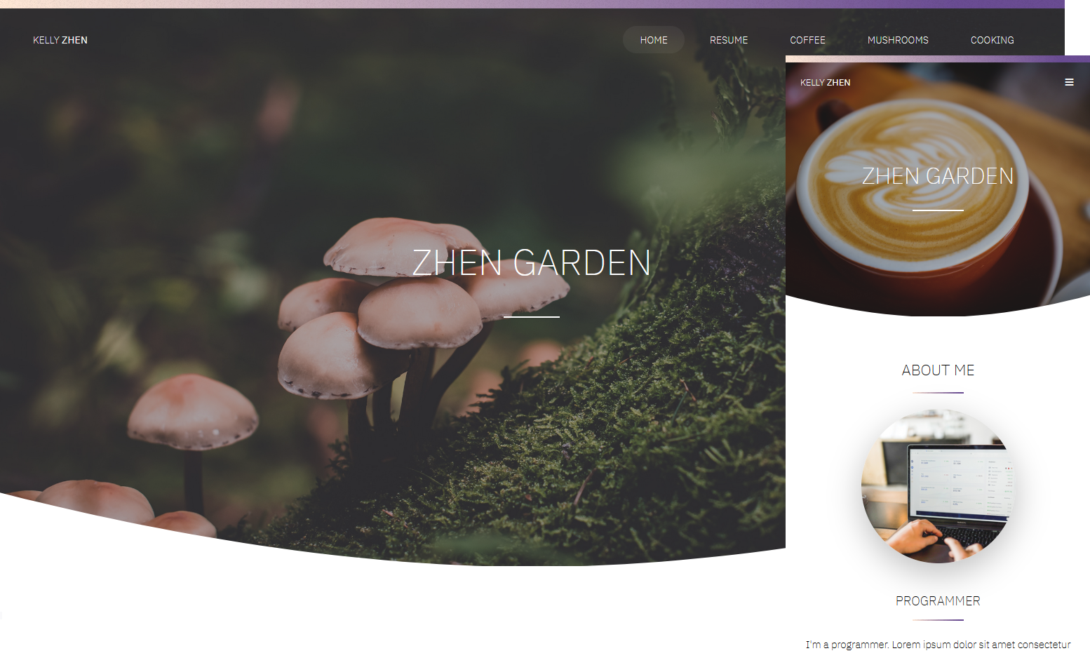 Screenshots of Zhen Garden website
